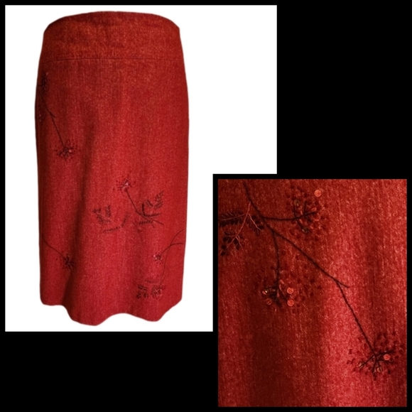 BCBGMaxAzria Wool-Blend Pencil Skirt with Stitch Embroidery - Picture 2 of 16